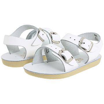 Double strap Saltwater Sea Wee Sandals in white, for babies and toddlers, available at Little Miss Muffin Children & Home.