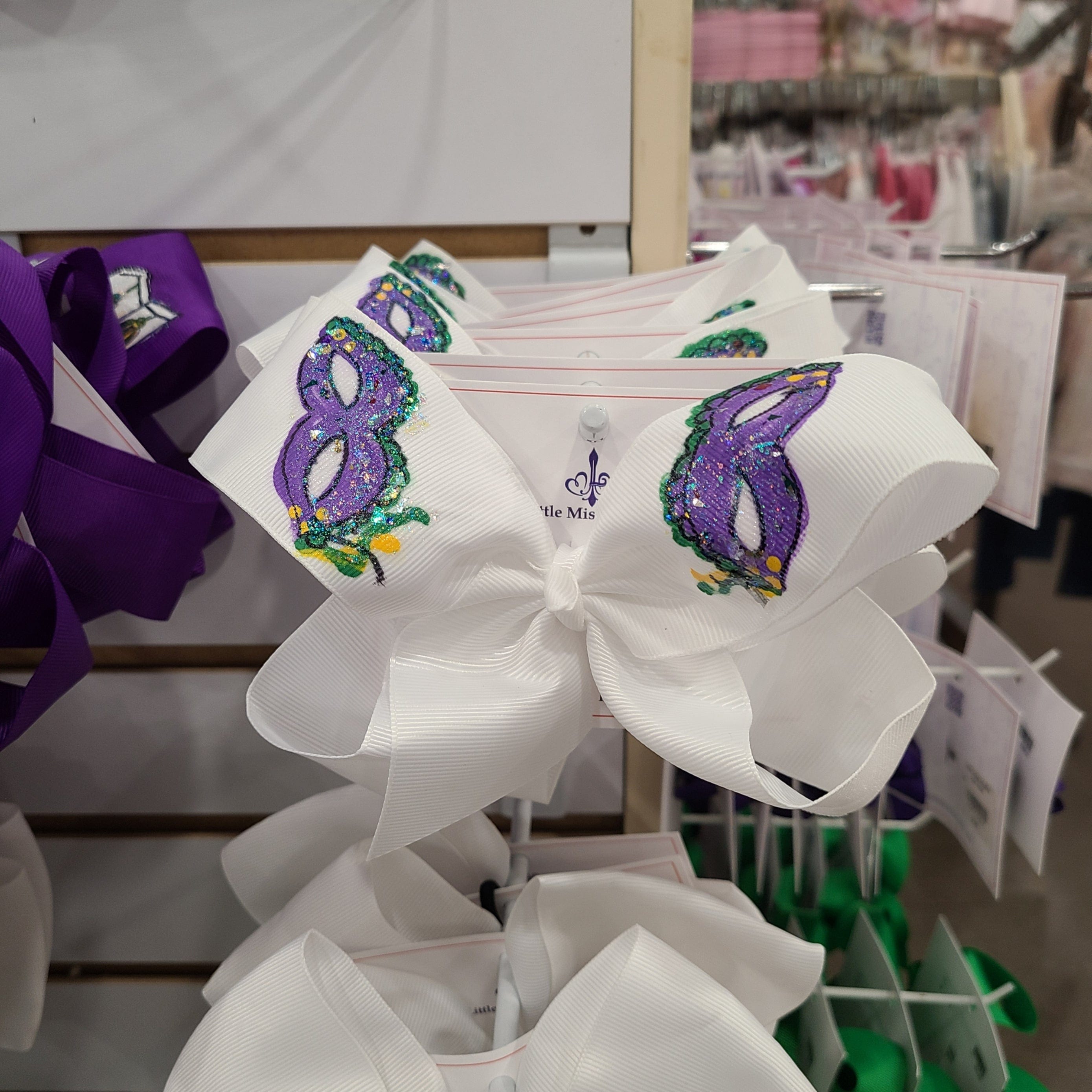 Heidi Davis Heidi Davis Mardi Gras Hand Painted Beads Bow - Little Miss Muffin Children & Home