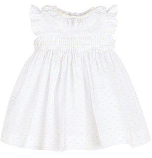 Casero & Associates Casero & Associates Lemonade Dotted Pleat Dress - Little Miss Muffin Children & Home