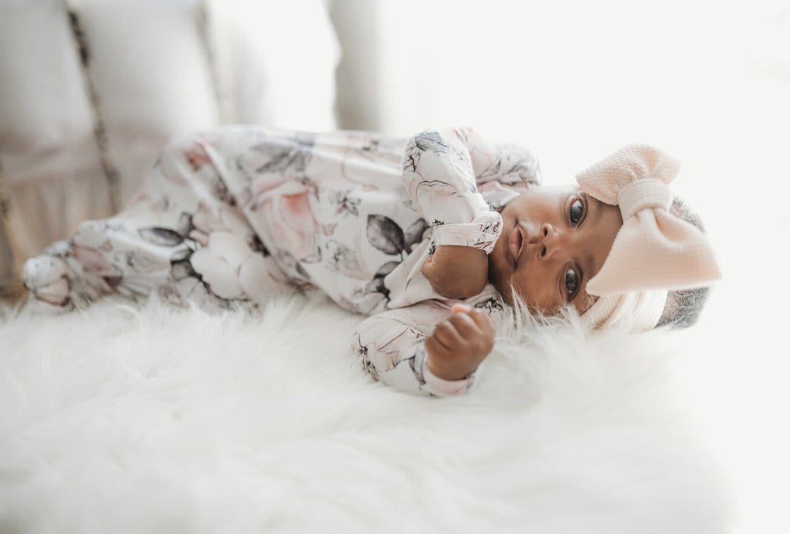 Stevie J's Headwraps Stevie J's Headwraps White Floral Gown and Head Wrap Set - Little Miss Muffin Children & Home