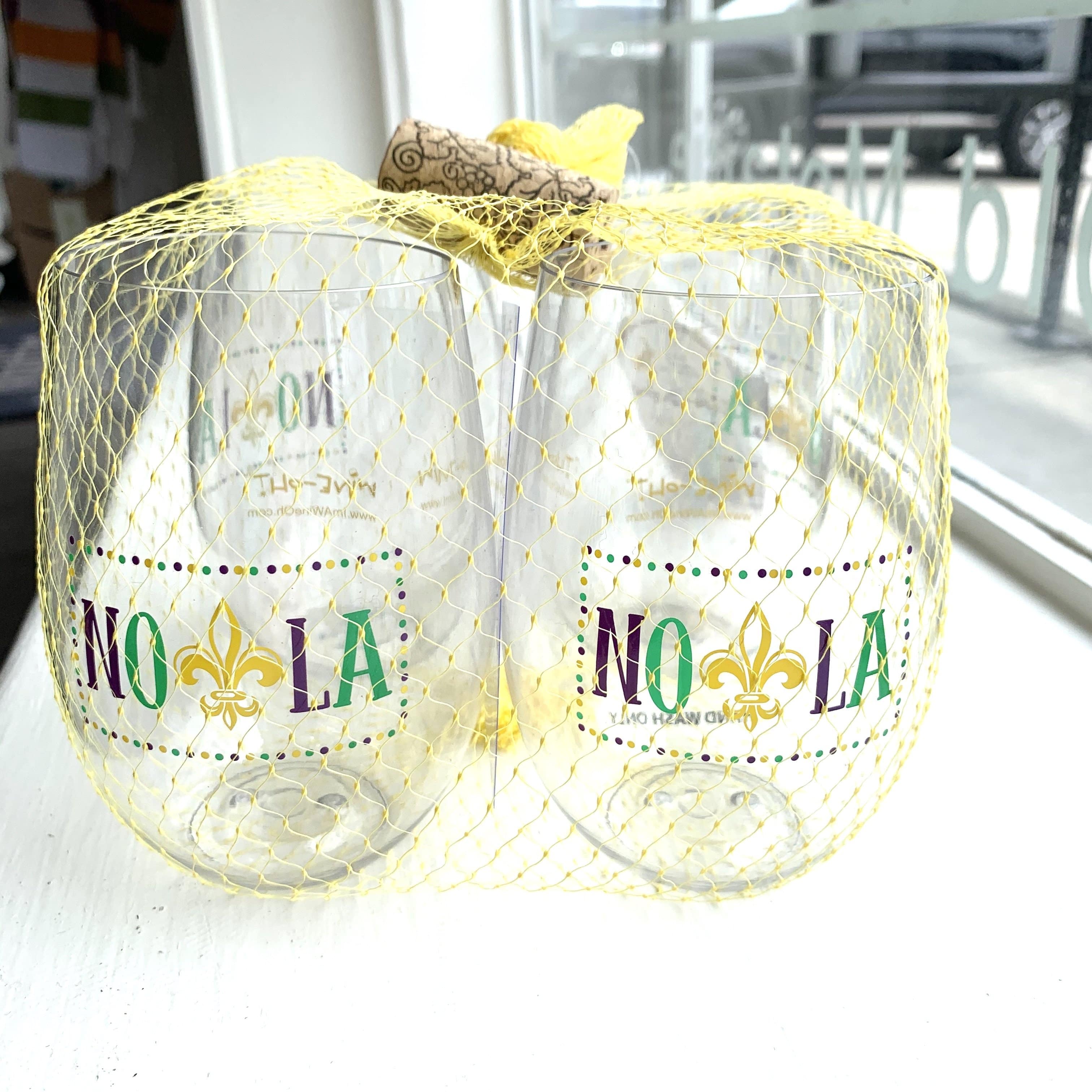 Wine-Oh - Mardi Gras NOLA Stemless Wine Glasses - Set of 4 - Little Miss Muffin Children & Home
