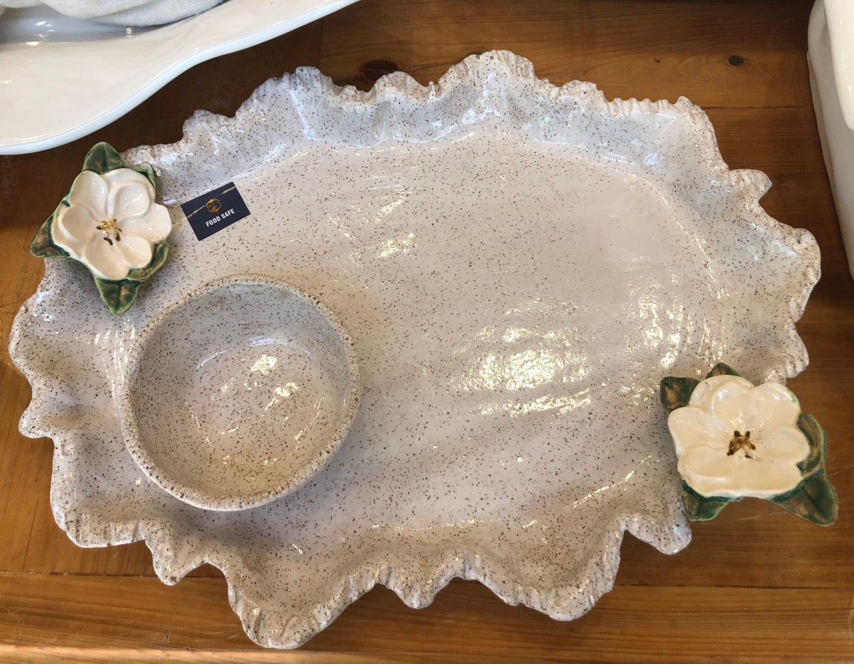Pamela Sack Pottery Pamela Sack Pottery Magnolia Tray with Dip Bowl - Little Miss Muffin Children & Home