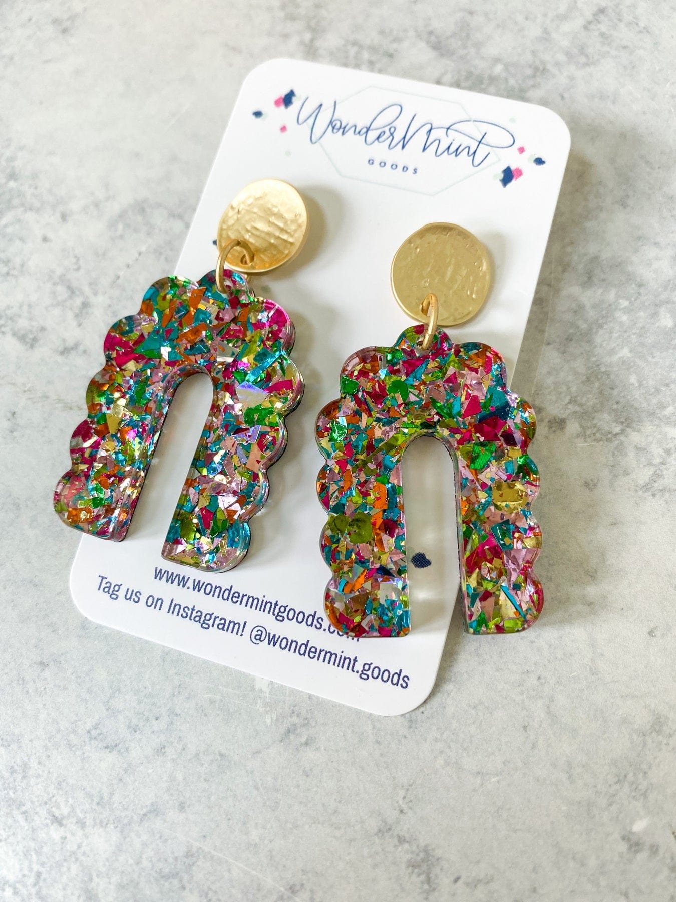 Wondermint Goods Wondermint Goods Party Confetti Scalloped Arch Earrings - Little Miss Muffin Children & Home