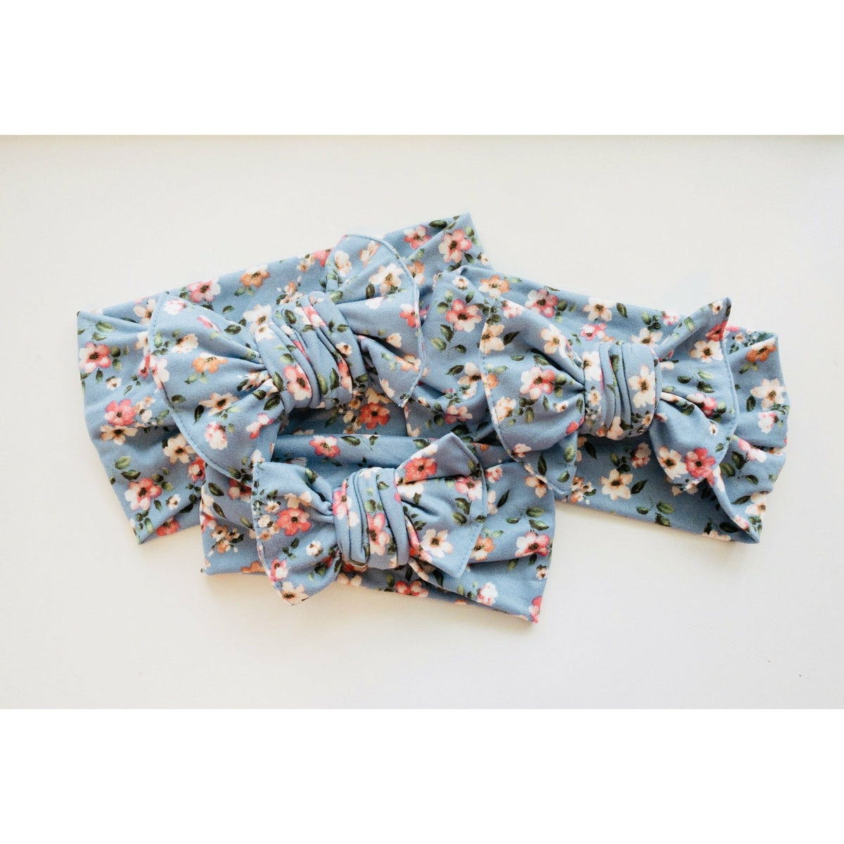 Stevie J's Headwraps Knot Headwrap Dusty Blue Floral - Little Miss Muffin Children & Home
