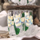 Michelle's Art Box Magnolia Glassware Collection Hand Painted Stemless Champagne Glass - Little Miss Muffin Children & Home