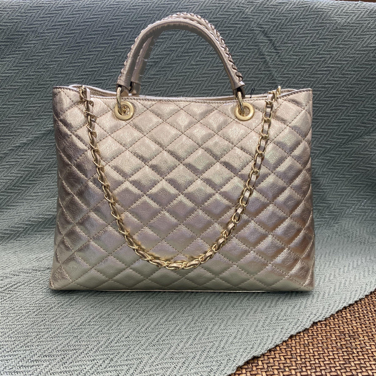 German Fuentes - German Fuentes Gold Large Quilted Leather Bag - Little Miss Muffin Children & Home