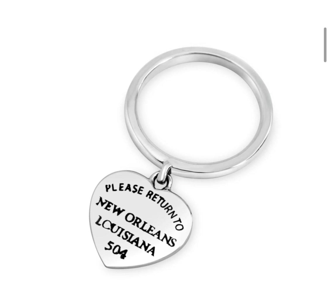 Cristy Cali Cristy Cali Please Return To New Orleans Heart Dangle Ring - Little Miss Muffin Children & Home