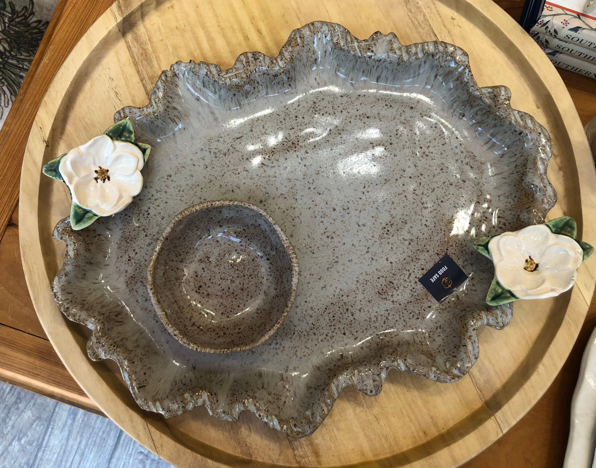 Pamela Sack Pottery Pamela Sack Pottery Magnolia Tray with Dip Bowl - Little Miss Muffin Children & Home