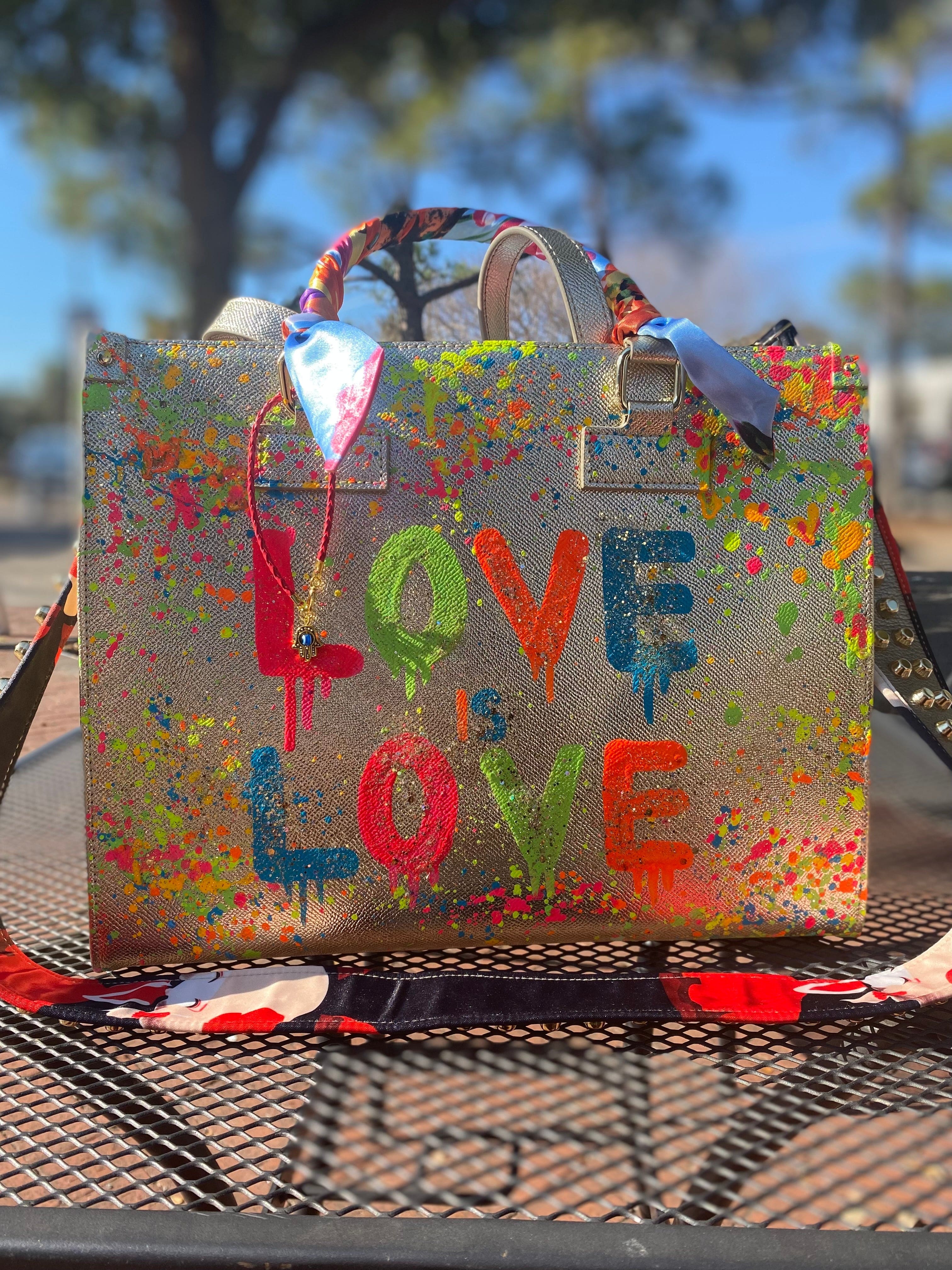 Custom Bag Designs Custom Bag Designs Love Is Love Nicole Bag Hand Painted Handle Bag - Little Miss Muffin Children & Home