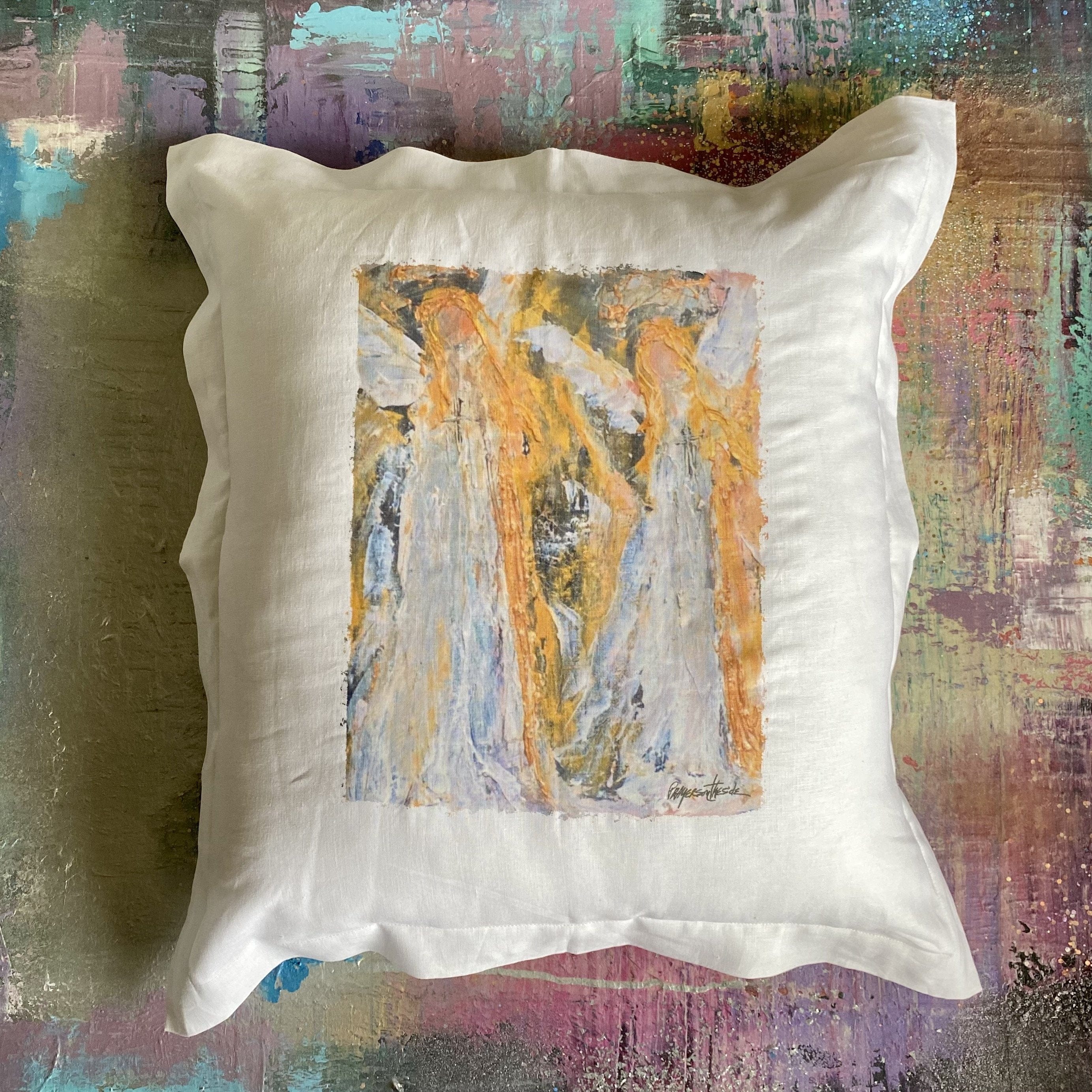 Whereable Art Whereable Art Les Anges de l'Amour Linen Euro Pillow - Little Miss Muffin Children & Home