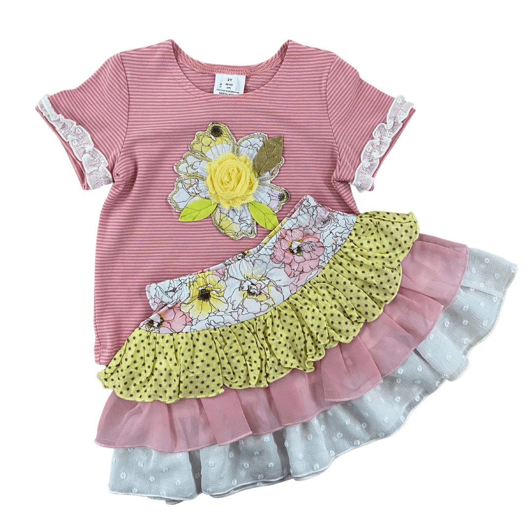 Zaza Couture Pink and Yellow Skirt Set Little Miss Muffin