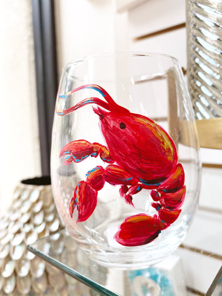 Crawfish Stemless Wine Glass - Fleurty Girl