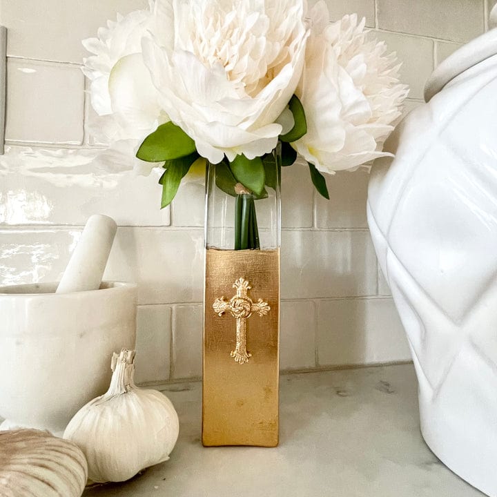 Susan Lange Designs Susan Lange Designs Square Bud Vase Cross - Little Miss Muffin Children & Home