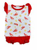 Lulu Bebe Kate Shirt Set in Red and Yellow Crawfish Pattern 