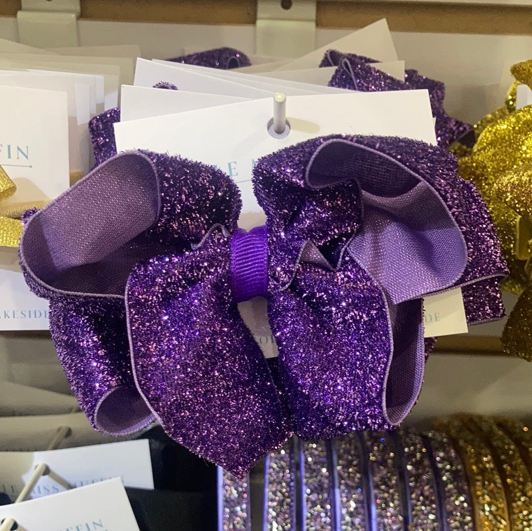 Bows Arts Bows Arts Diamond Dust Velvet Bow In Purple - Little Miss Muffin Children & Home