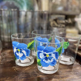 Michelle's Art Box - Blue Pansy Glassware Hand Painted Double Old Fashion Glass - Little Miss Muffin