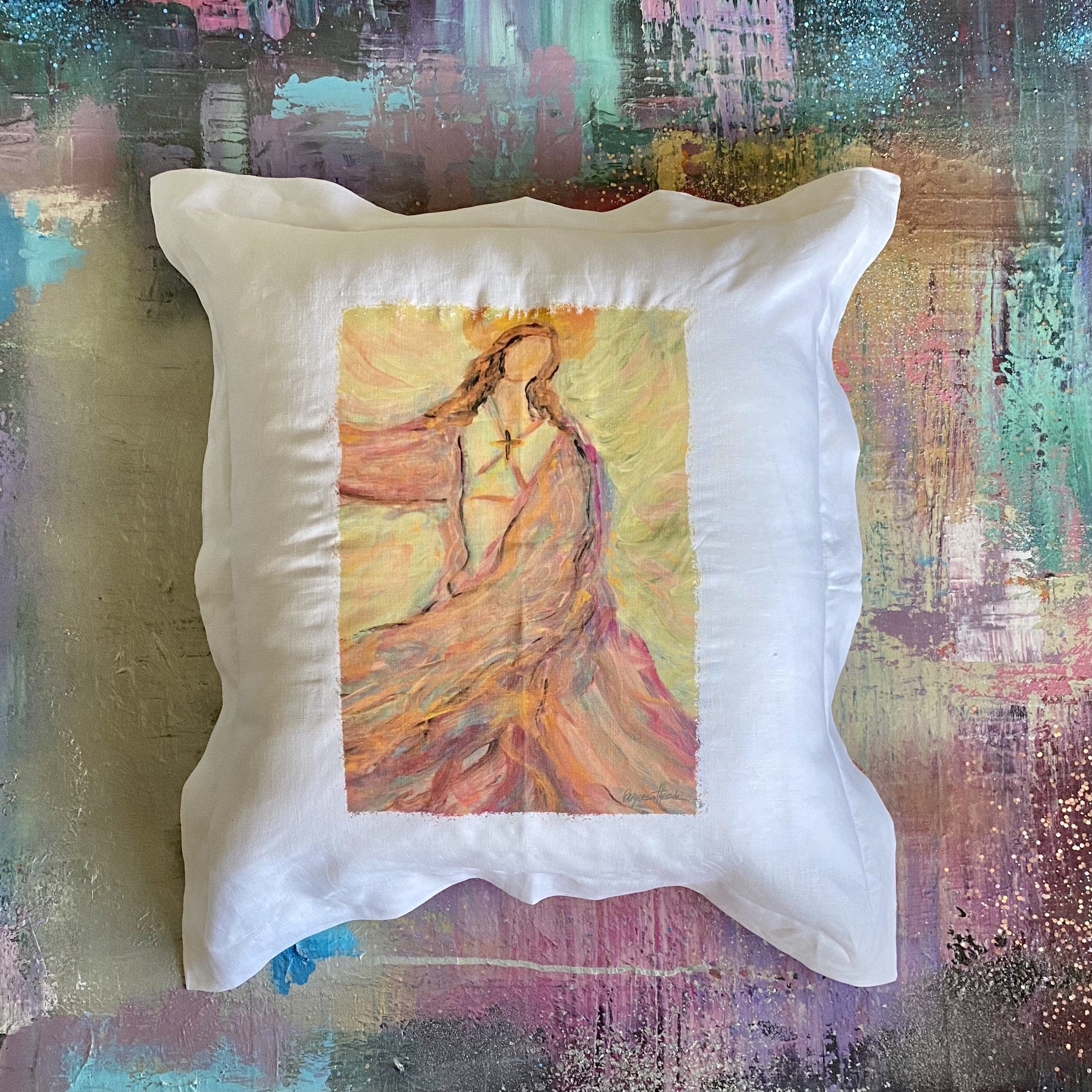 Whereable Art Whereable Art l'Ange de Grace Linen Euro Pillow - Little Miss Muffin Children & Home