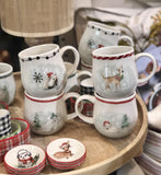 Creative Co-Op - Round Stoneware Christmas Animals Mug - Little Miss Muffin Children & Home