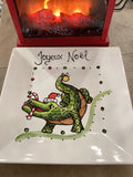 Jan Salzer Art Jan Salzer Square Alligator Christmas Plate - Little Miss Muffin Children & Home