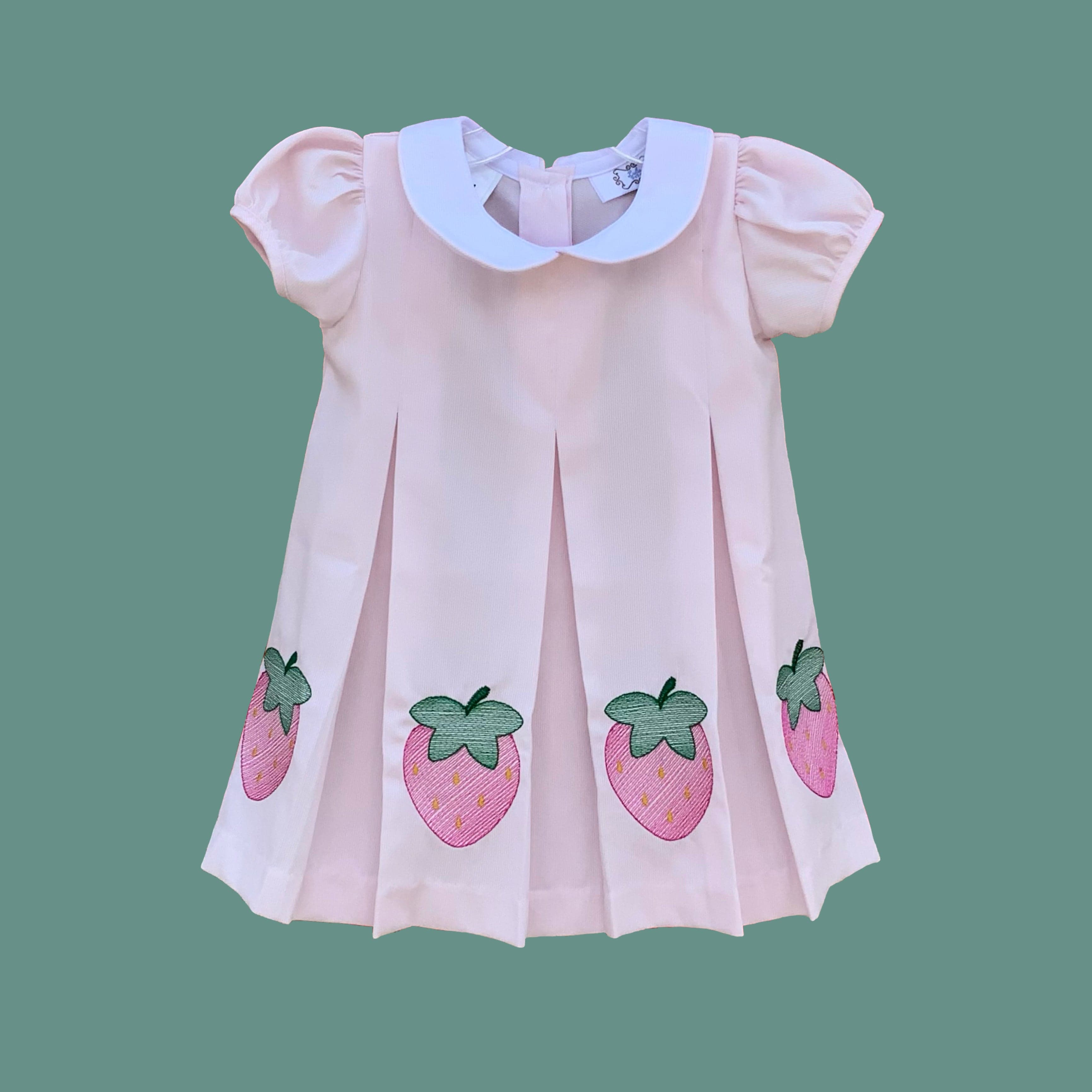 LULU BEBE Lulu Bebe Dana Strawberry Embroidered Dress - Little Miss Muffin Children & Home