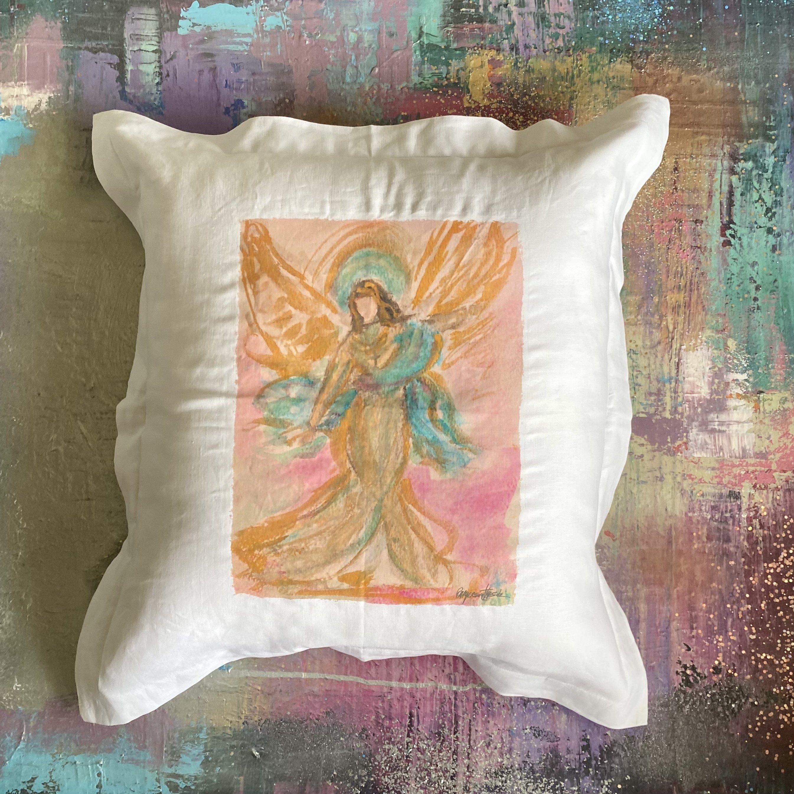 Whereable Art Whereable Art L'Ange de Notre Dame Linen Euro Pillow - Little Miss Muffin Children & Home