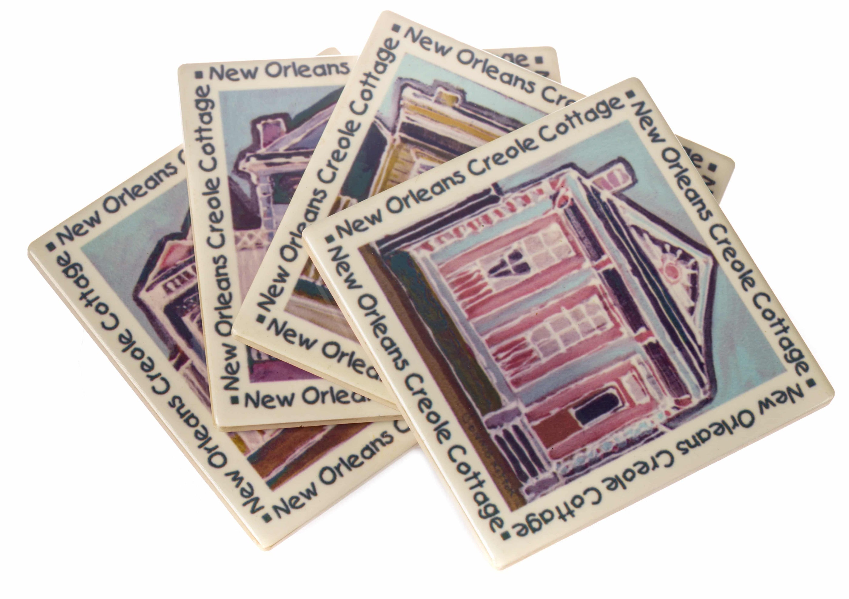 The Parish Line - The Parish Line Set of 4 Creole Cottage Coasters 10020 - Little Miss Muffin Children & Home