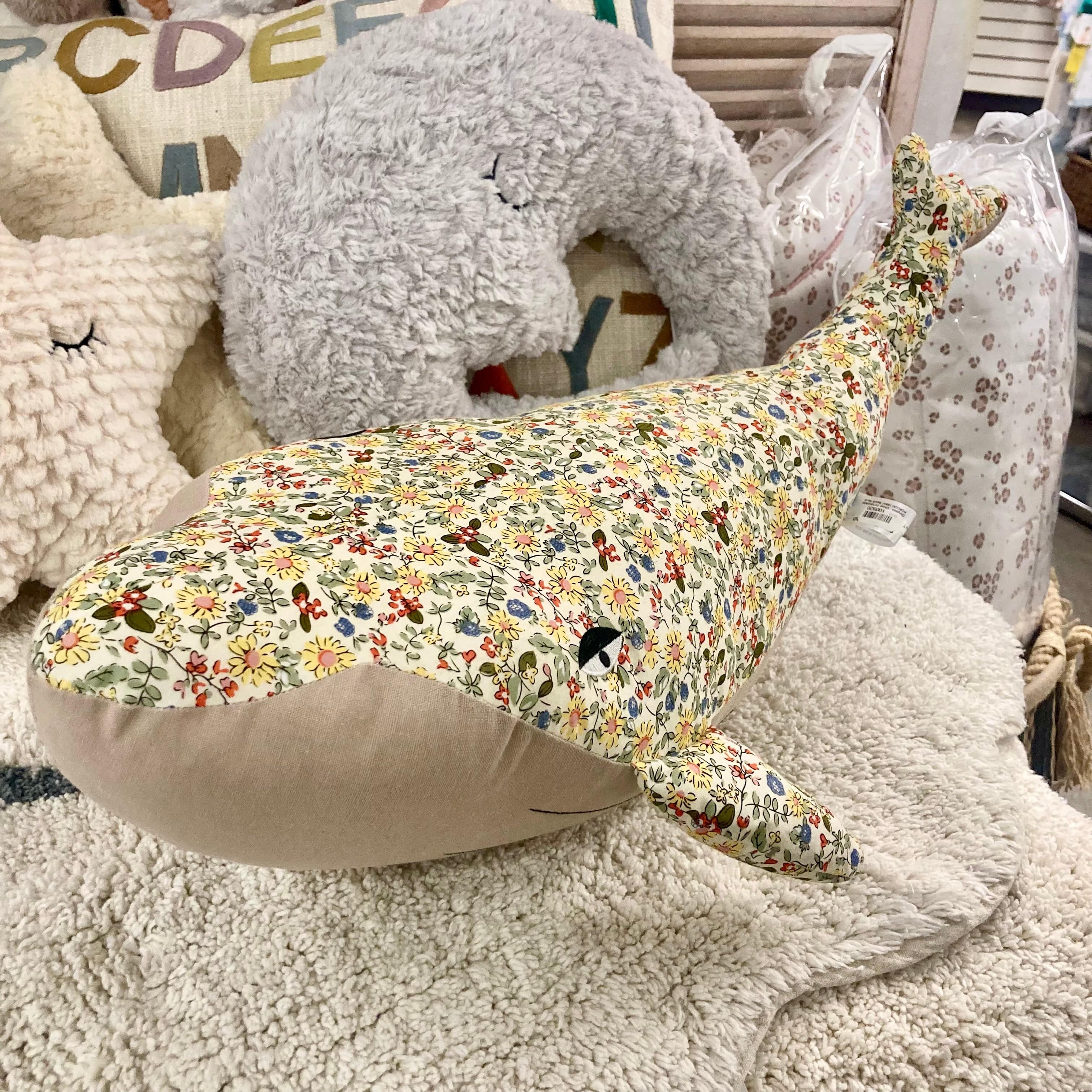 Creative Co-Op Creative Co-Op Floral Plush Whale - Little Miss Muffin Children & Home