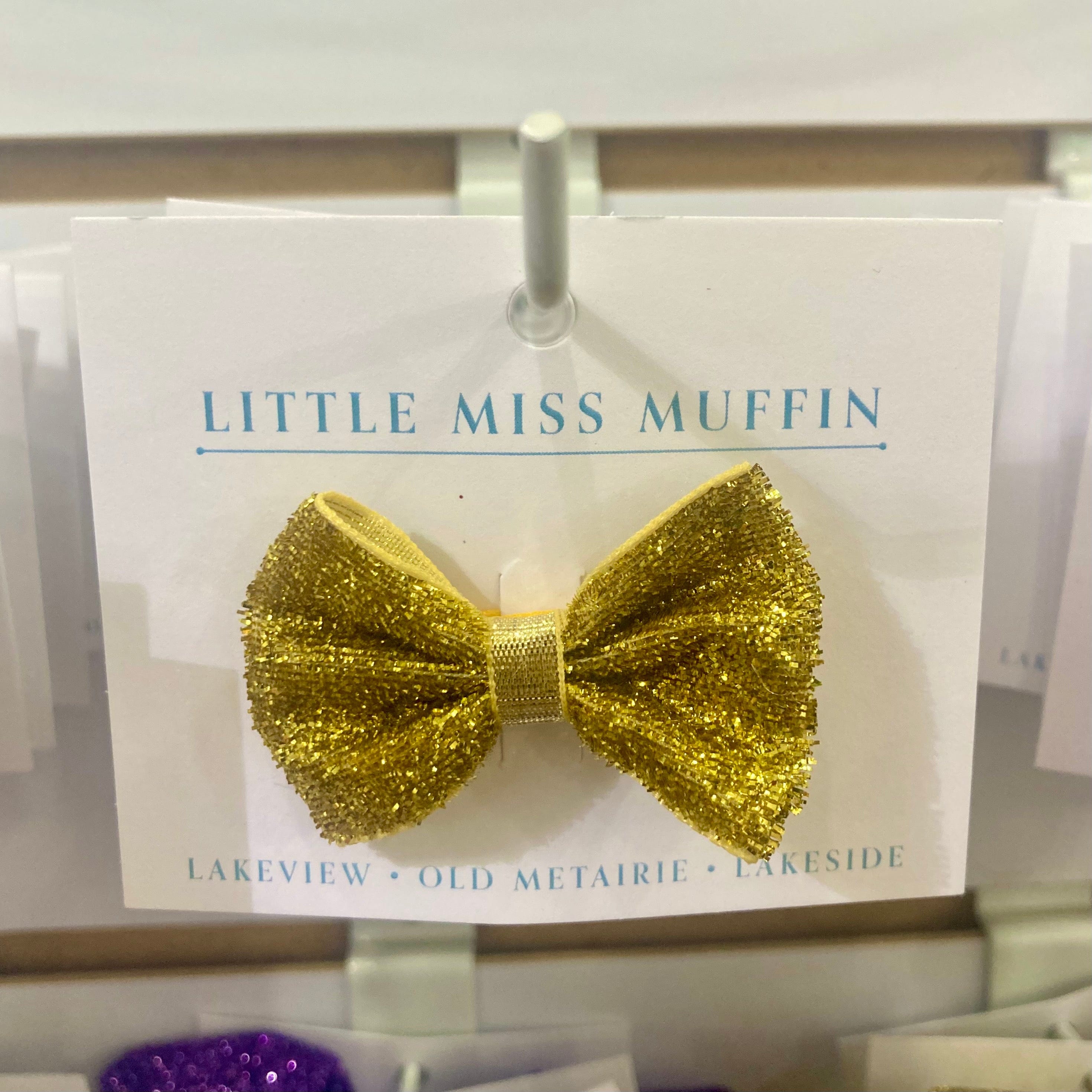 Bows Arts Bows Arts Velvet Mini Sparkle Flat Bow In Gold - Little Miss Muffin Children & Home