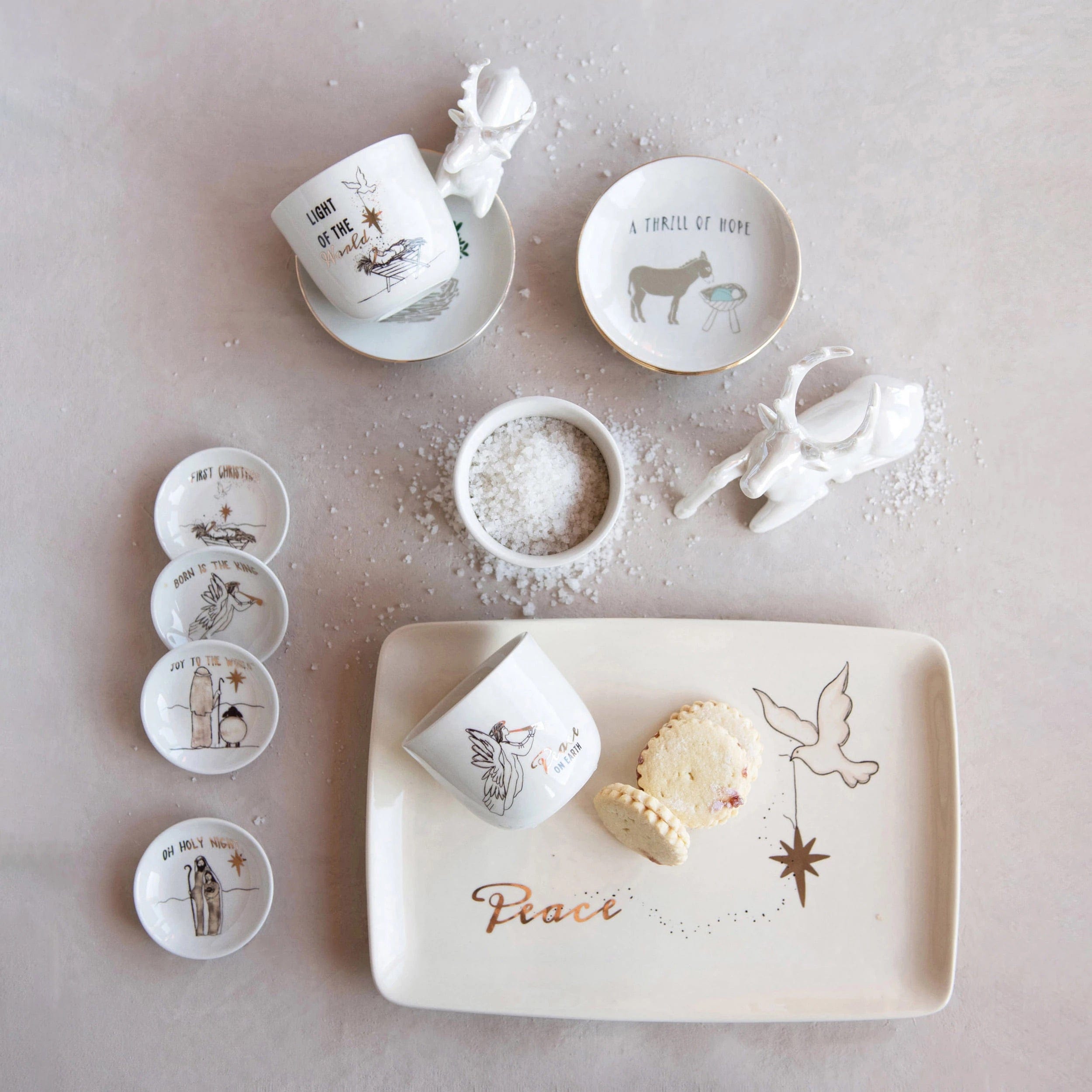 Creative Co-Op Creative Co-Op Round Stoneware Xmas Trinket Dishes - Little Miss Muffin Children & Home