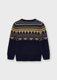 Mayoral Mayoral Jacquard Navy Sweater - Little Miss Muffin Children & Home