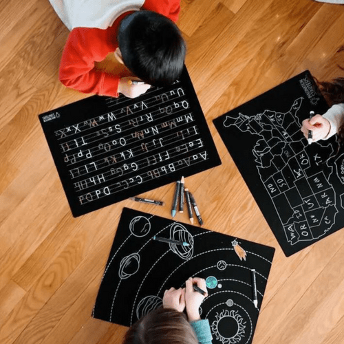 Annabelle Noel Designs Annabelle Noel Designs Learning Chalkboard Placemats Set of 4 - Little Miss Muffin Children & Home