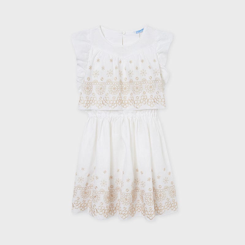 Mayoral Mayoral Girl's Linen Embroidered Dress - Little Miss Muffin Children & Home