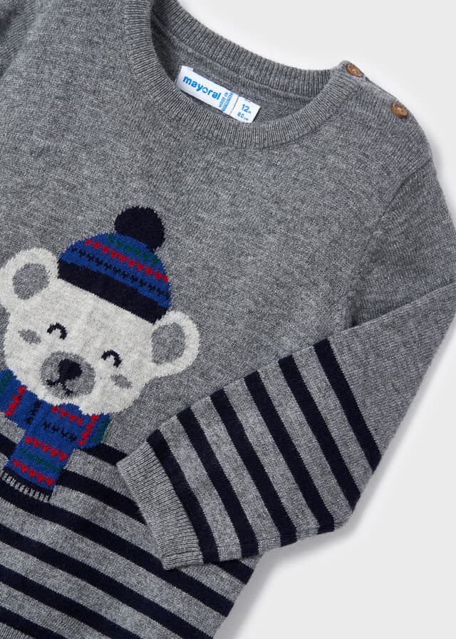 Baby And Toddler Boys Long Sleeve Intarsia Polar Bear Sweater