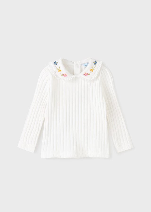 Mayoral Mayoral Long Sleeve Sweater with Embroidered Collar - Little Miss Muffin Children & Home