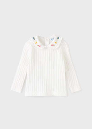 Mayoral Mayoral Long Sleeve Sweater with Embroidered Collar - Little Miss Muffin Children & Home