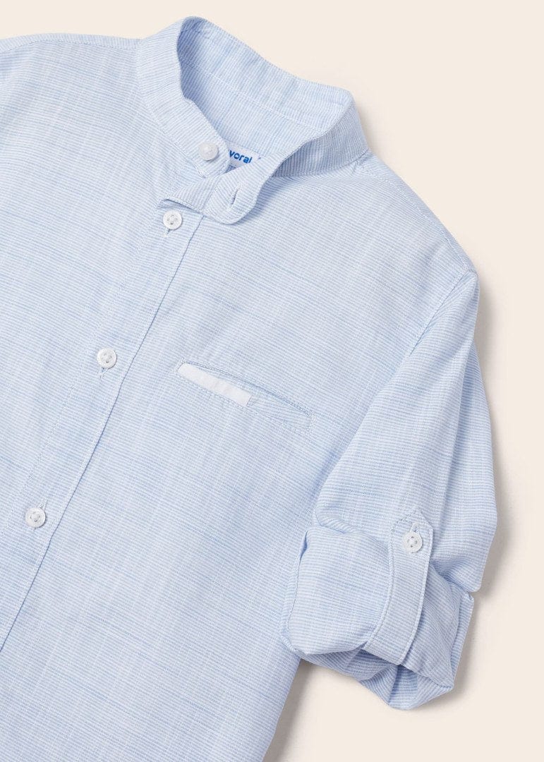 Mandarin Collar Long Sleeve Shirt Sustainable Cotton Boy