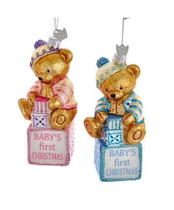 KSA - Kurt Adler Kurt Adler Nobel Gems Baby's First Christmas Baby Bear Ornament - Little Miss Muffin Children & Home