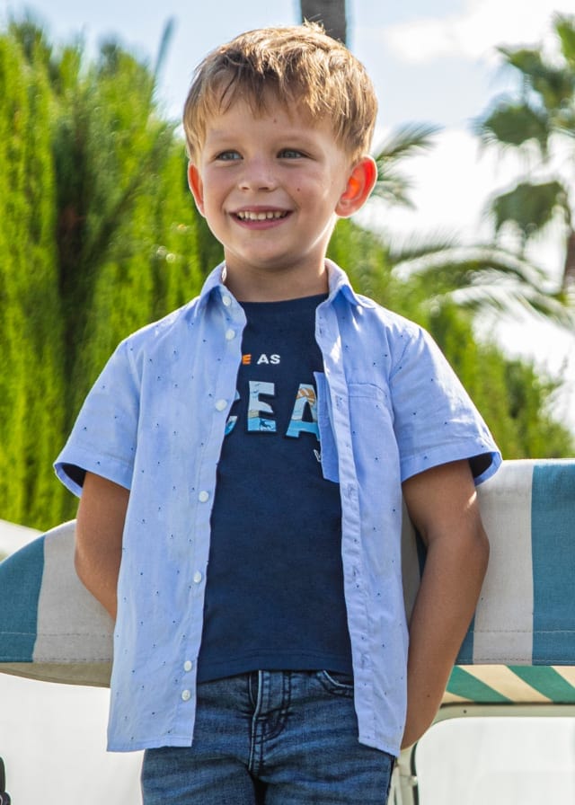 Mayoral Usa Inc Mayoral Micropatterned Short Sleeve Shirt - Little Miss Muffin Children & Home