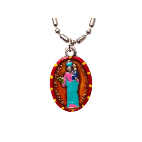 Saints For Sinners Saints For Sinners Our Lady Queen of Peace Hand Painted Medal - Little Miss Muffin Children & Home