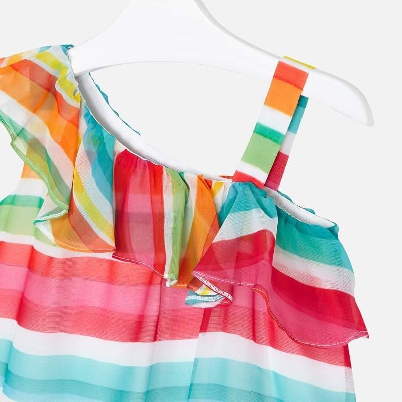 Mayoral Usa Inc Mayoral Ruffle Shoulder Multicolored Striped Dress - Little Miss Muffin Children & Home
