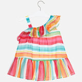Mayoral Usa Inc Mayoral Ruffle Shoulder Multicolored Striped Dress - Little Miss Muffin Children & Home