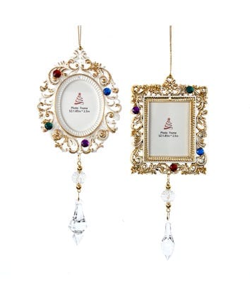 KSA - Kurt Adler Kurt Adler White and Gold Jeweled Picture Frame Ornaments - Little Miss Muffin Children & Home