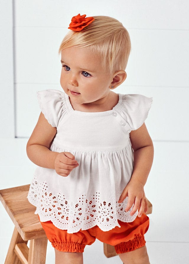 Mayoral Mayoral Short Sleeve Eyelet Blouse - Little Miss Muffin Children & Home