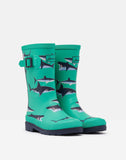 Joules Joules 216666 Welly Tall Height Printed Rain Boots Light Green Shark - Little Miss Muffin Children & Home