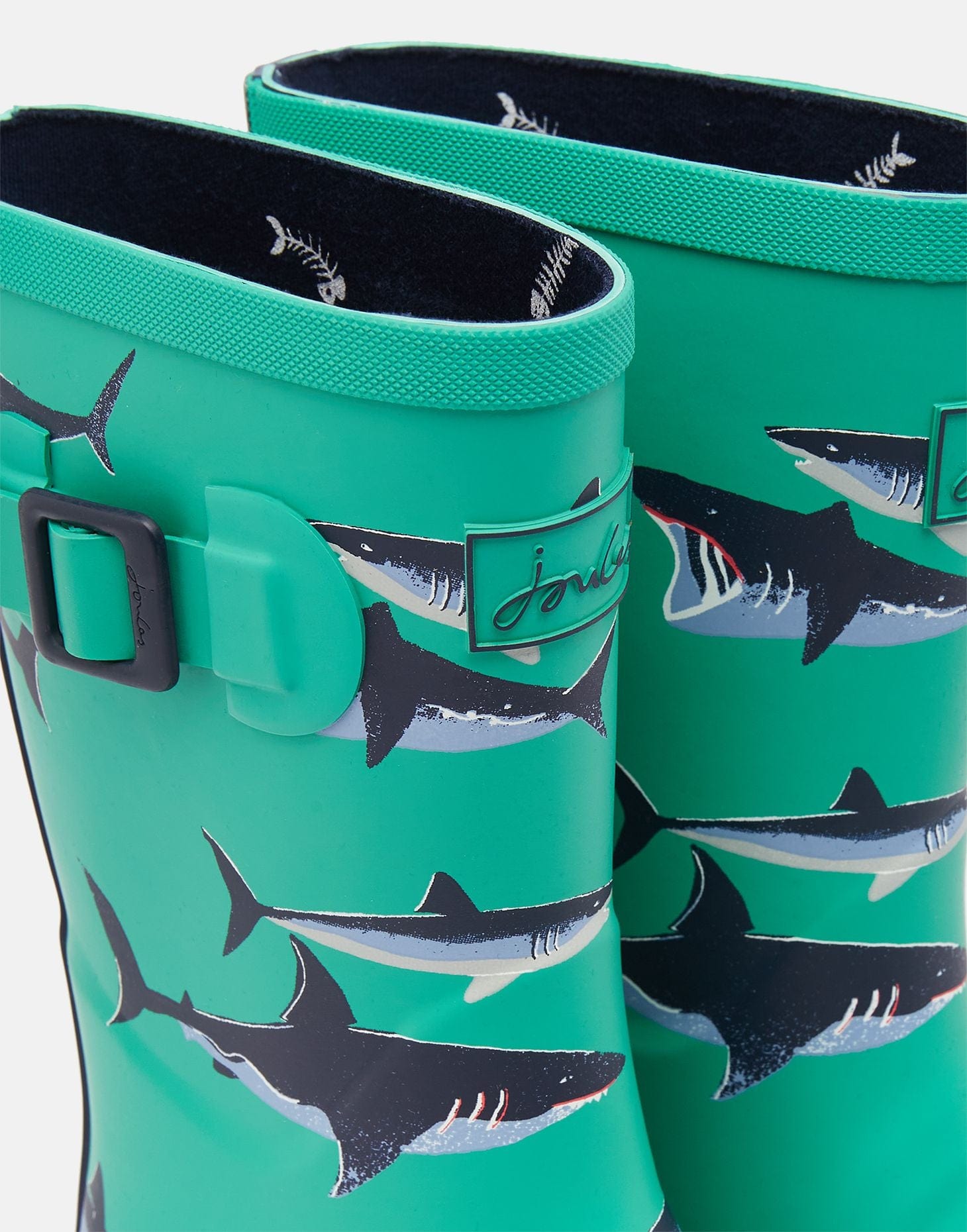 Joules Joules 216666 Welly Tall Height Printed Rain Boots Light Green Shark - Little Miss Muffin Children & Home