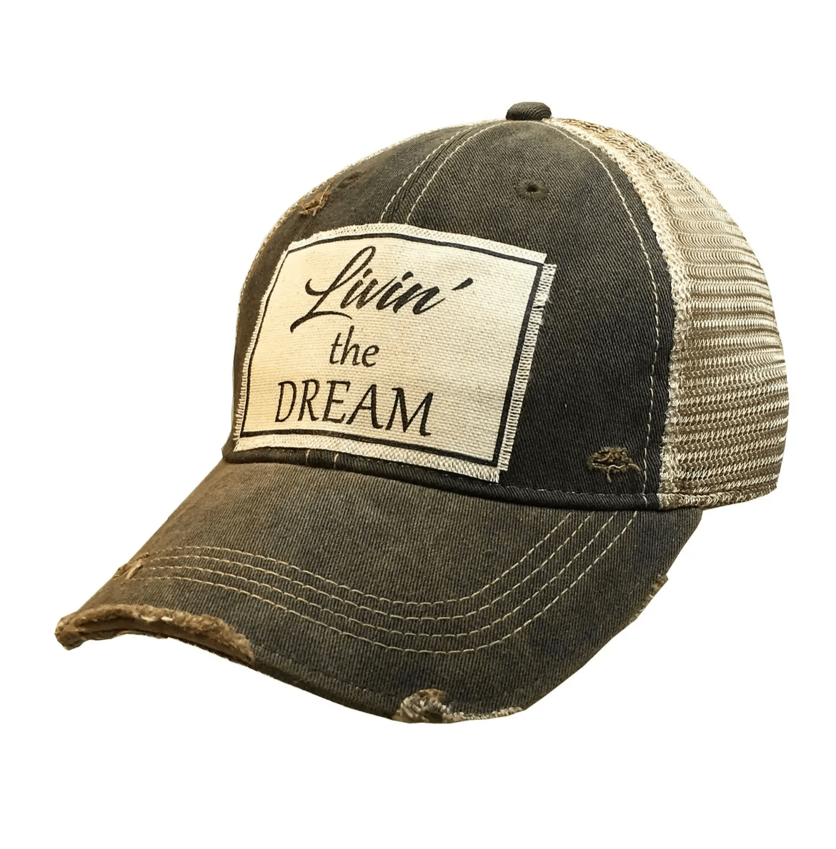 Vintage Life - Vintage Life "Livin' the Dream" Distressed Trucker Cap in Black - Little Miss Muffin Children & Home