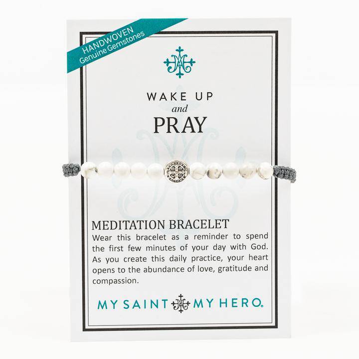 My Saint My Hero - My Saint My Hero White Howlite Wake Up and Pray Meditation Bracelet - Little Miss Muffin Children & Home