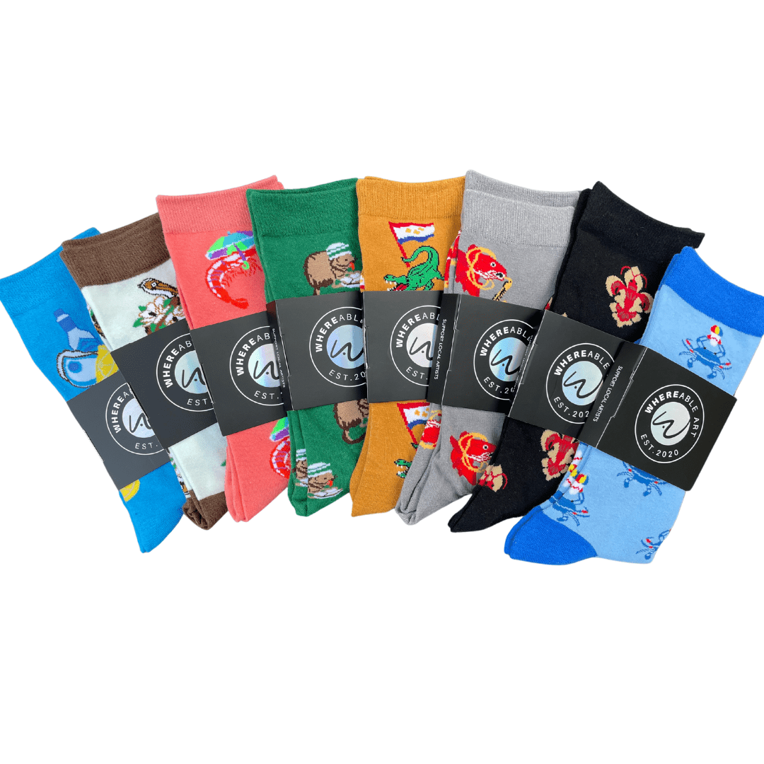 Whereable Art Whereable Art Louisiana Swamp Socks Redfish with Saxophone - Little Miss Muffin Children & Home