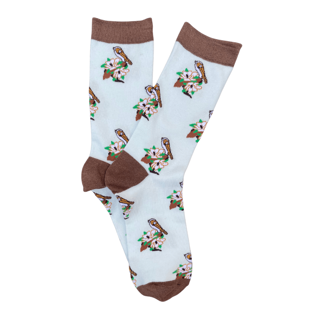 Whereable Art Whereable Art Louisiana Swamp Socks Pelican with Magnolia - Little Miss Muffin Children & Home