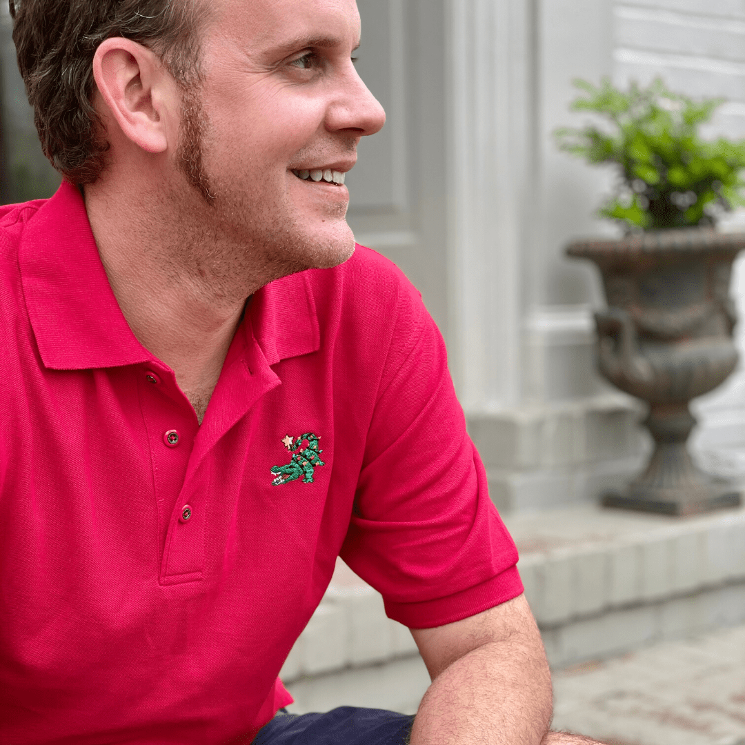 Whereable Art Whereable Art Pique Classic Polo with Embroidered New Orleans Christmas Alligator - Little Miss Muffin Children & Home
